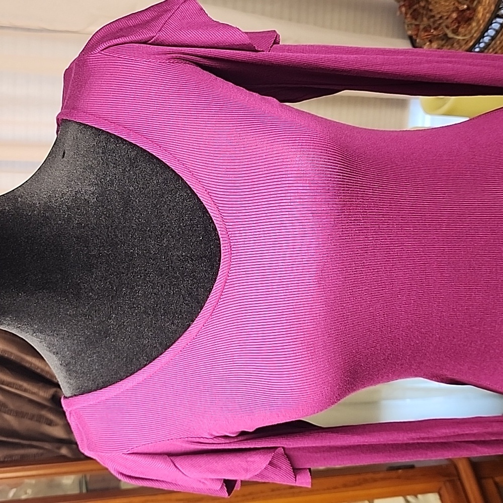 FREE PEOPLE | We‎ The Free Feminine Magenta Ribbed Ruffle Sleeve Blouse Top | XS - Picture 3 of 10